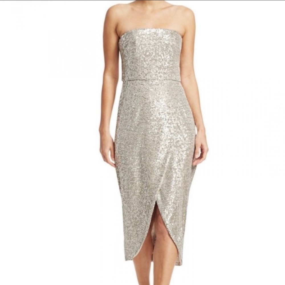 Monique Lhuillier strapless sequined dress